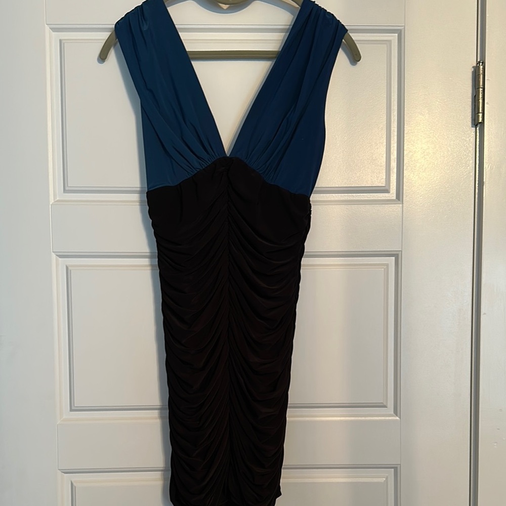 Forever 21 Ruched Blue and Black Cocktail Dress